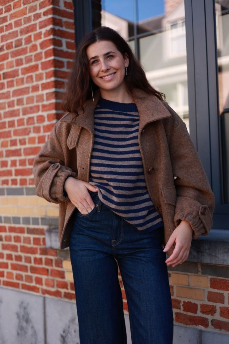 Pull ML Rayures bicolore Navy/latte