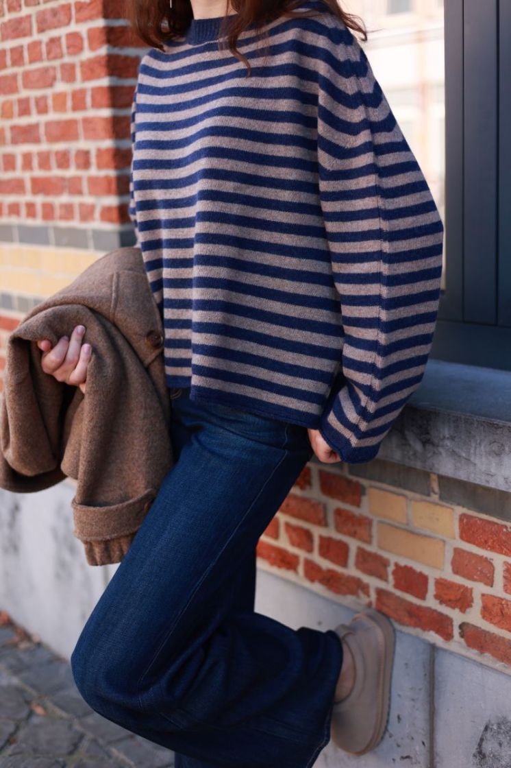 Pull ML Rayures bicolore Navy/latte