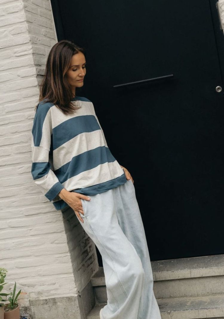 Claudia longsleeve Petrol / grey s