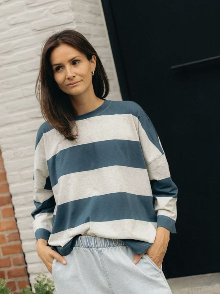 Claudia longsleeve Petrol / grey s