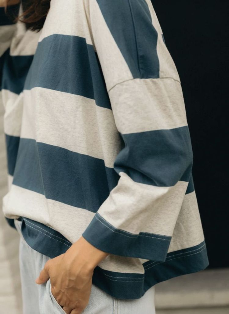 Claudia longsleeve Petrol / grey s