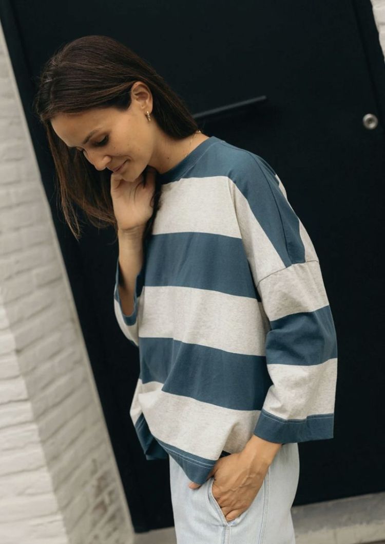 Claudia longsleeve Petrol / grey s