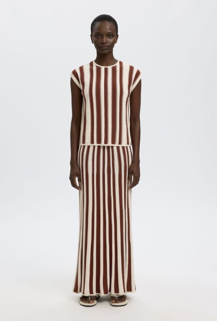Slflina HW knit long skirt Cherry Mahogany