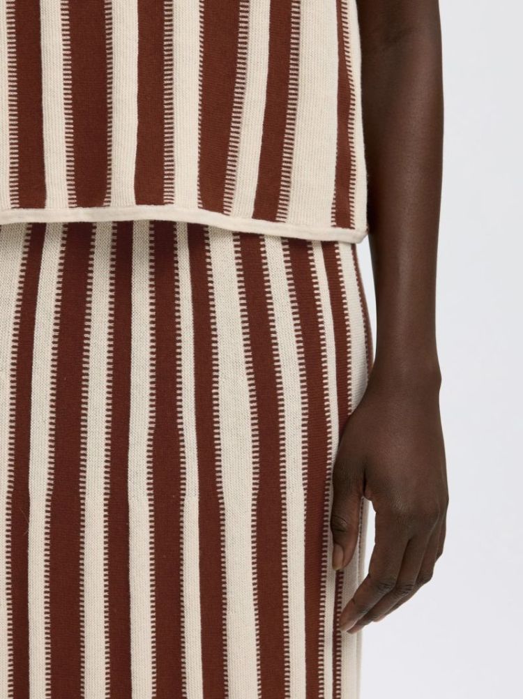 Slflina HW knit long skirt Cherry Mahogany