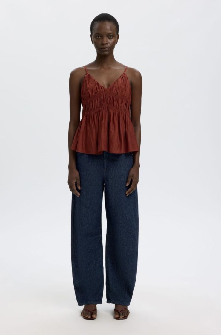 Slfloose barrel hannyh mw jeas Dark blue denim