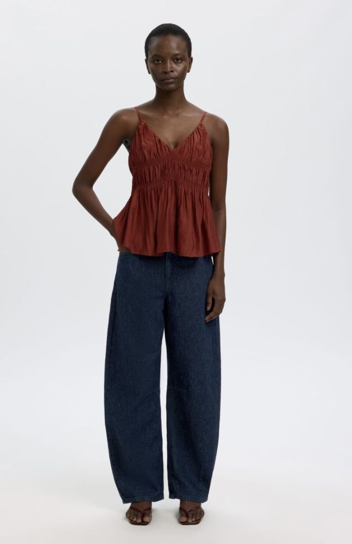Slfloose barrel hannyh mw jeas Dark blue denim