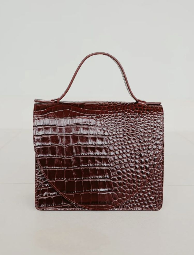 Mini briefcase Wine croco